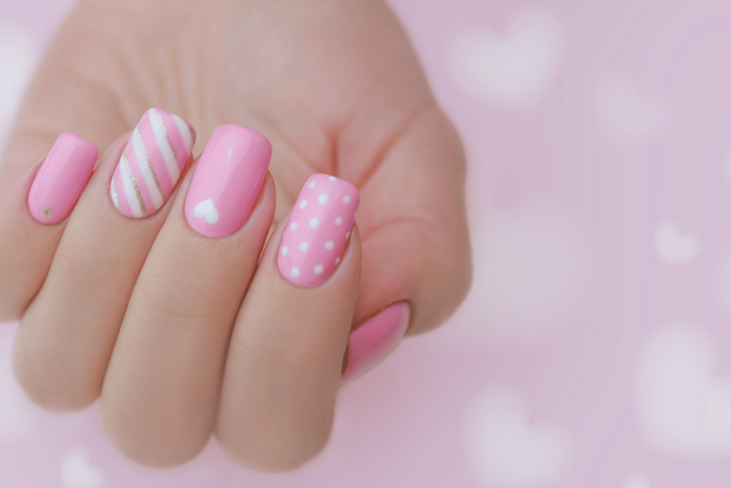 what are overlay nails?  Pretty pink ones.