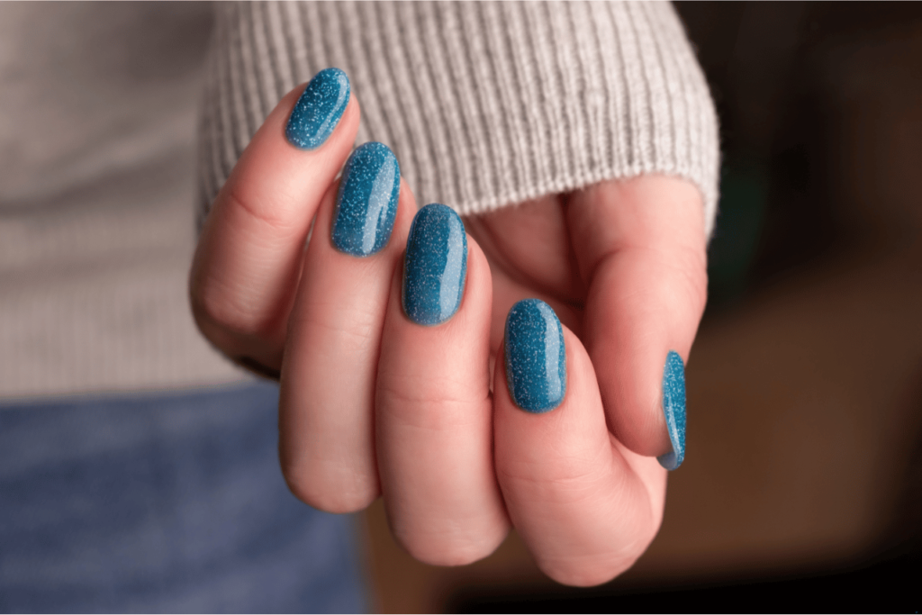 What are overlay nails?  Blue nails.